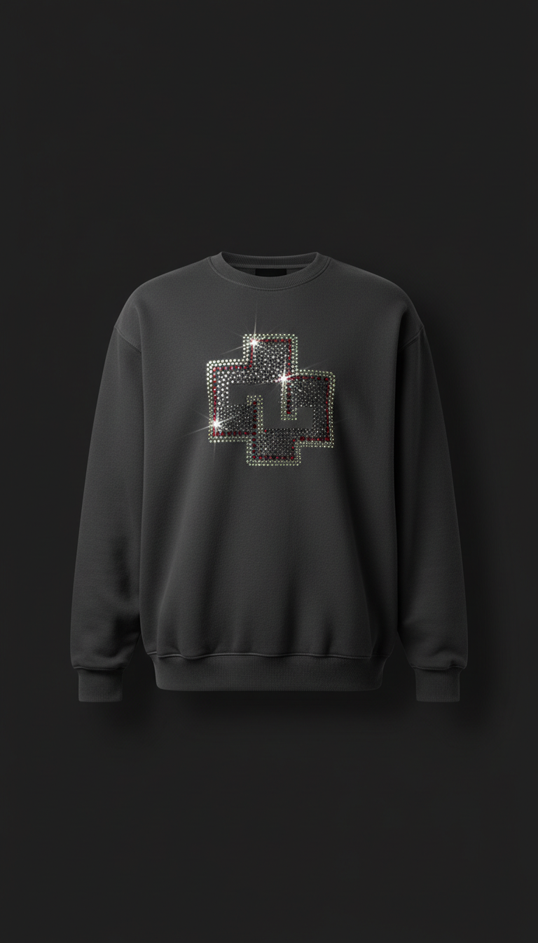Heavyweight Fleece Sweats With Rhinestone Logo
