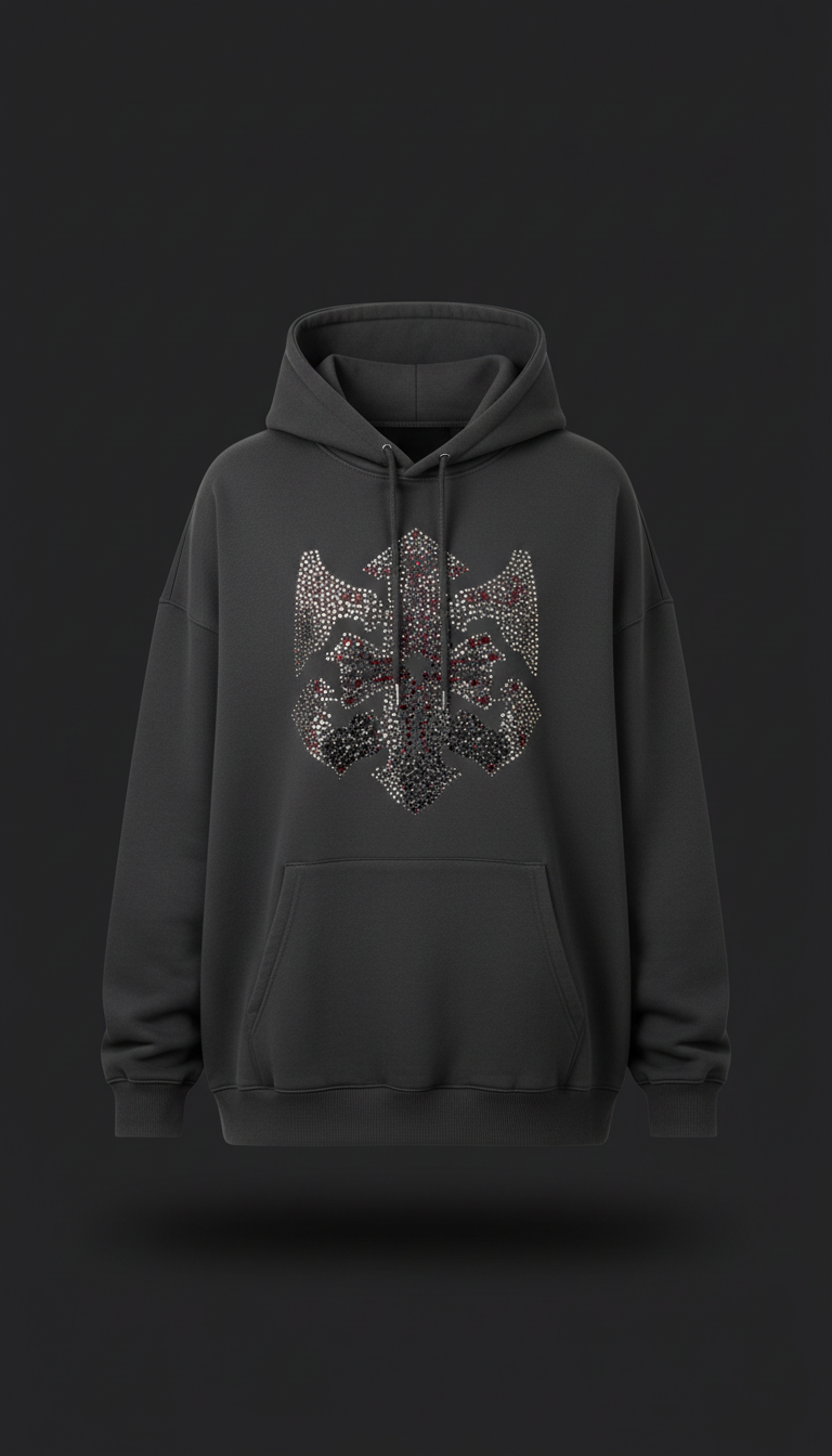 Oversized Logo Hoodie With Rhinestones