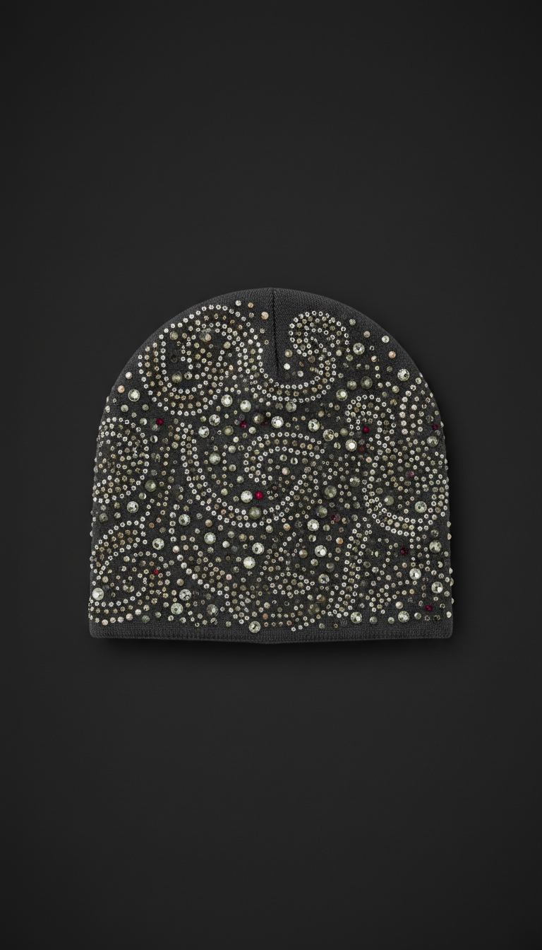 Signature Beanie With Rhinestone Embellishment